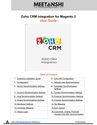 Magento 2 Zoho CRM Integration