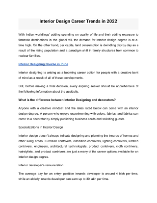 Interior Design Career Trends in 2022