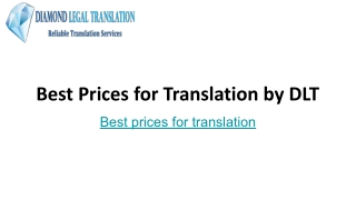 Best Prices for Translation by DLT