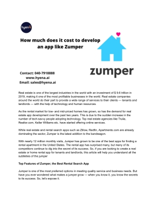 How much does it cost to develop an app like Zumper