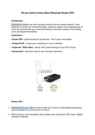All you need to know about Resonate Router UPS