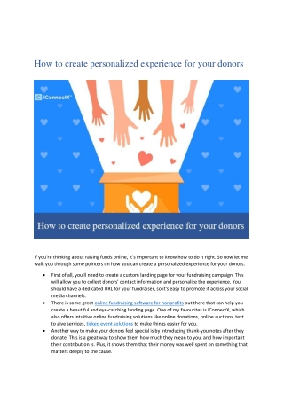 How to create personalized experience for your donors