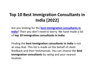 Top 10 Best Immigration Consultants in India [2022]