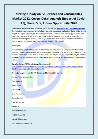 Global IVF Devices and Consumables Market Opportunities and Forecast 2020-2027