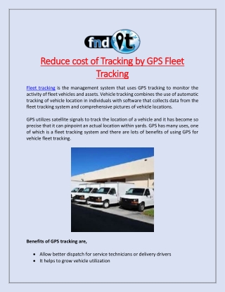 Reduce cost of Tracking by GPS Fleet Tracking