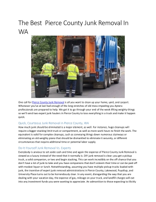 The Best  Pierce County Junk Removal In WA