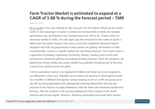 Farm Tractor Market to expand at a CAGR of 3.88 % from 2019 to 2027