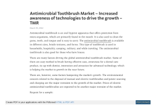 Antimicrobial Toothbrush Market Analysis, Growth, Trends, Sales Forecast, Export