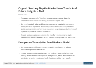 Organic Sanitary Napkin Market Trends and Insights by 2031