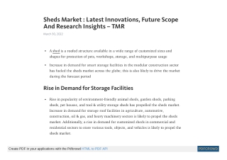 Sheds Market Trends, Share, Scope, and Research Insights by 2030