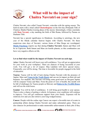 What will be the impact of Chaitra Navratri on your sign