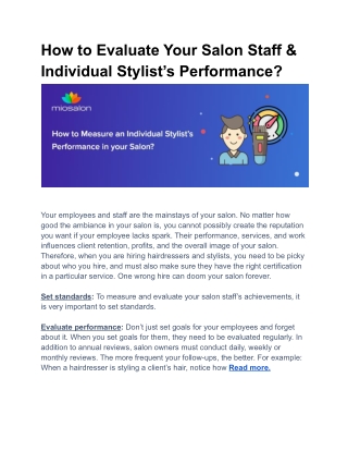 How to Evaluate Your Salon Staff & Individual Stylist’s Performance?