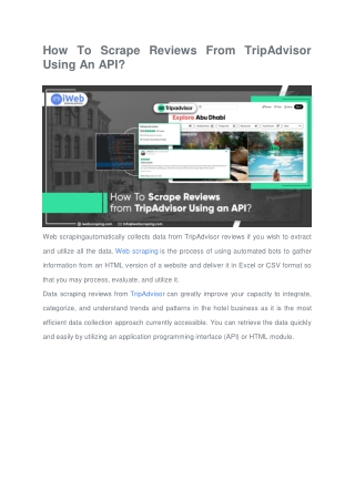 How To Scrape Reviews From TripAdvisor Using An API?