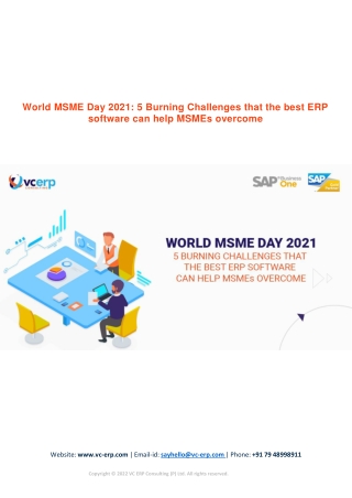 World MSME Day 2021: 5 Burning Challenges that the best ERP software can help MS