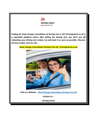 Book Change Cancellation Driving Test Uk  Drivingcheck.co.uk