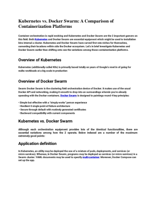 Kubernetes vs Docker swarm