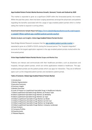 App-Enabled Patient Portals Market Business Growth, Demand, Trends and Outlook by 2029
