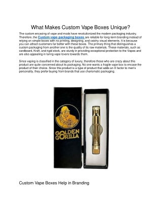 What Makes Custom Vape Boxes Unique?