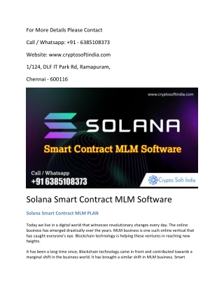 Solana Smart Contract MLM Software