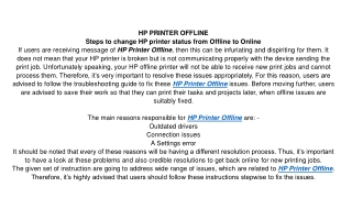 HP PRINTER OFFLINE fix