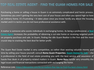 Top Real Estate Agent - Find the Guam Homes for Sale