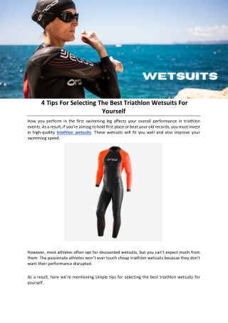 4 Tips For Selecting The Best Triathlon Wetsuits For Yourself