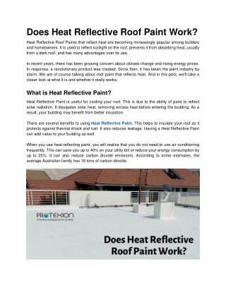 Does Heat Reflective Roof Paint Work
