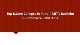 Top B.Com Colleges in Pune | MIT’s Bachelor in Commerce - MIT ACSC