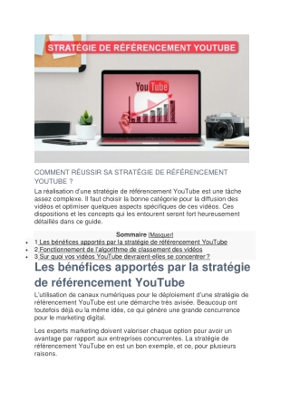 Réussir sa stratégie de référencement Youtube.