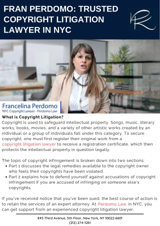 Fran Perdomo: Trusted Copyright Litigation Lawyer in NYC