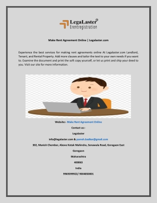 Make Rent Agreement Online  Legalaster