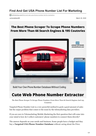 1Find And Get USA Phone Number List For Marketing