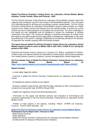 Global Pre-Clinical Chemistry Testing Device for Laboratory Animal Models Market