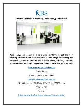 Houston Commercial Cleaning | Kbscleaningservices.com