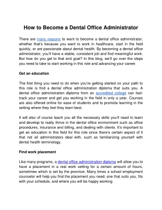 How to Become a Dental Office Administrator