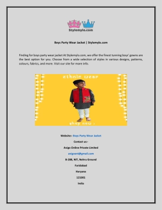 Boys Party Wear Jacket  Stylemylo