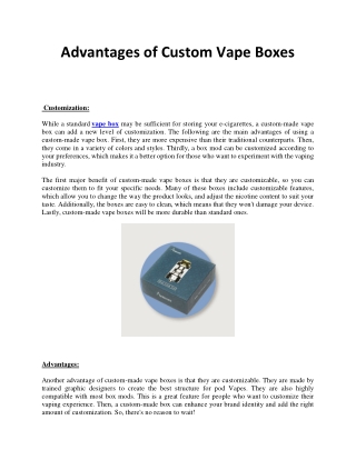 Advantages of Custom Vape Boxes