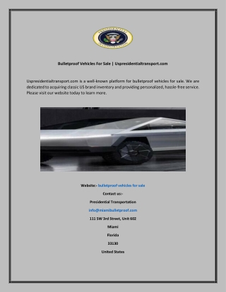 Bulletproof Vehicles For Sale  Uspresidentialtransport