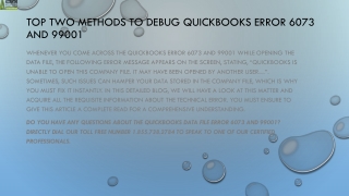 A complete guide to resolve the QuickBooks Error 6073 and 99001