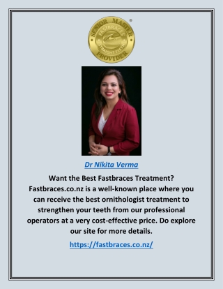Dr Nikita Verma | Fastbraces.co.nz
