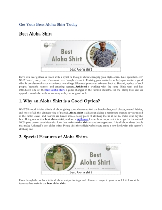Get Your Best Aloha Shirt Today