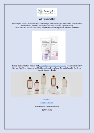 Korean Skin Care Cleansers Product | Beauty-rx.in