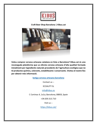 Craft Beer Shop Barcelona | Kibus.cat