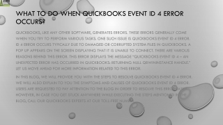 What To Do When QuickBooks Event ID 4