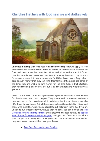 Churches that help with food near me and clothes help