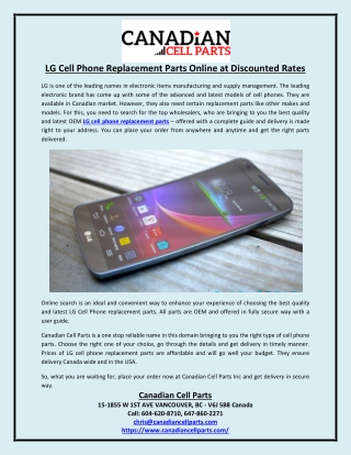 LG Cell Phone Replacement Parts Online at Discounted Rates