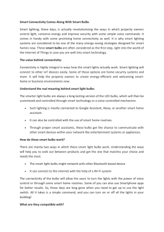 Smart Connectivity Comes Along With Smart Bulbs