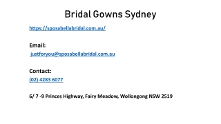 Which Of bridal gowns Sydney Are Best For The Brides For Their Special Day?