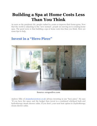 Building a Spa at Home Costs Less Than You Think