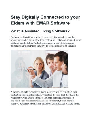 Stay Digitally Connected to your Elders with EMAR Software